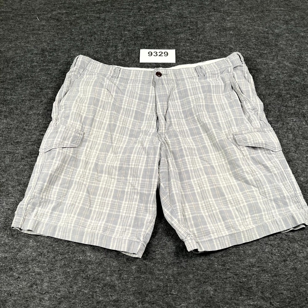 Dockers Cargo Shorts Mens 40 Gray Plaid Cotton Flat Front Casual Everyday Summer